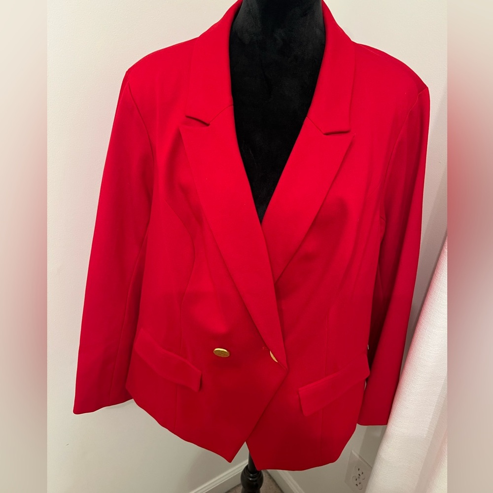 Brand New w/ Tags!!!  “Maree Pour Toi” Red Ponte Knit Pant Suit, Sz 18 & 20